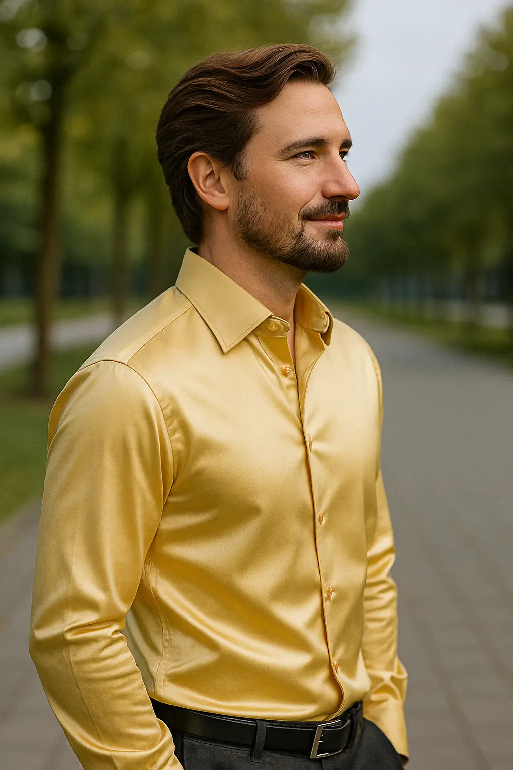 Matthew | Luxury Satin Slim-Fit Shirt - Valereo