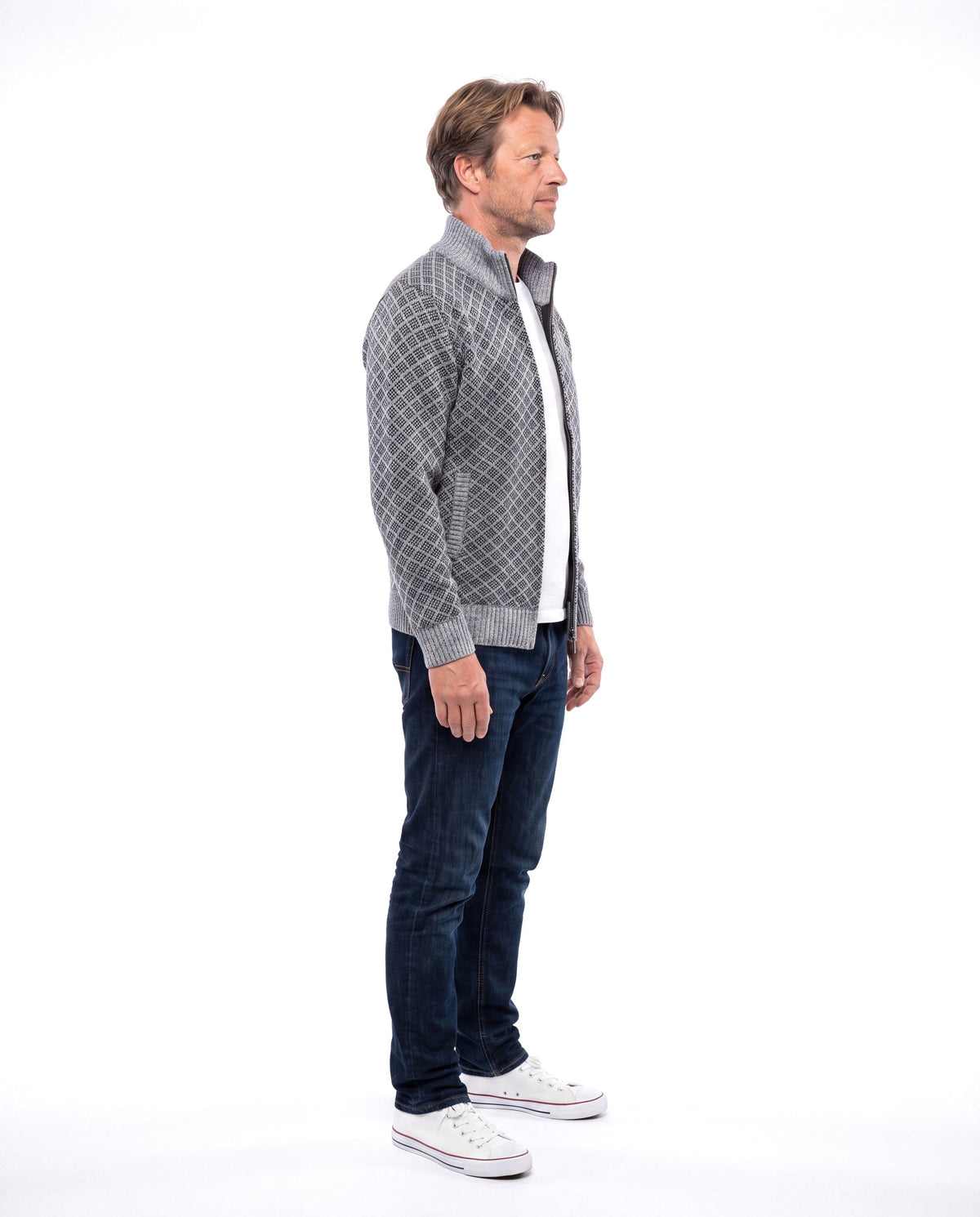 Michael | Casual Diamond Zip Cardigan - Valereo