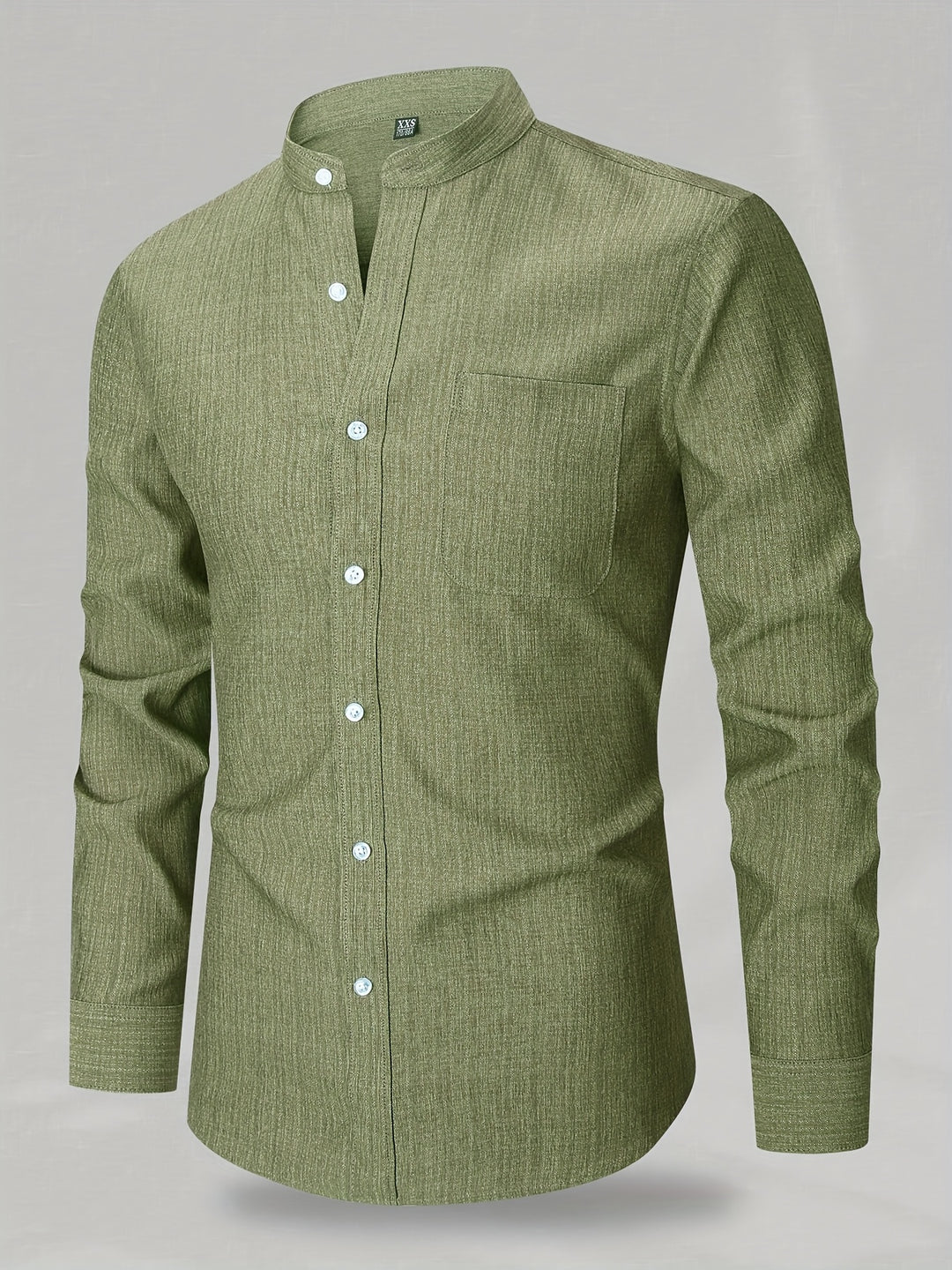 Michael | Refined Band Collar Textured Shirt - Valereo