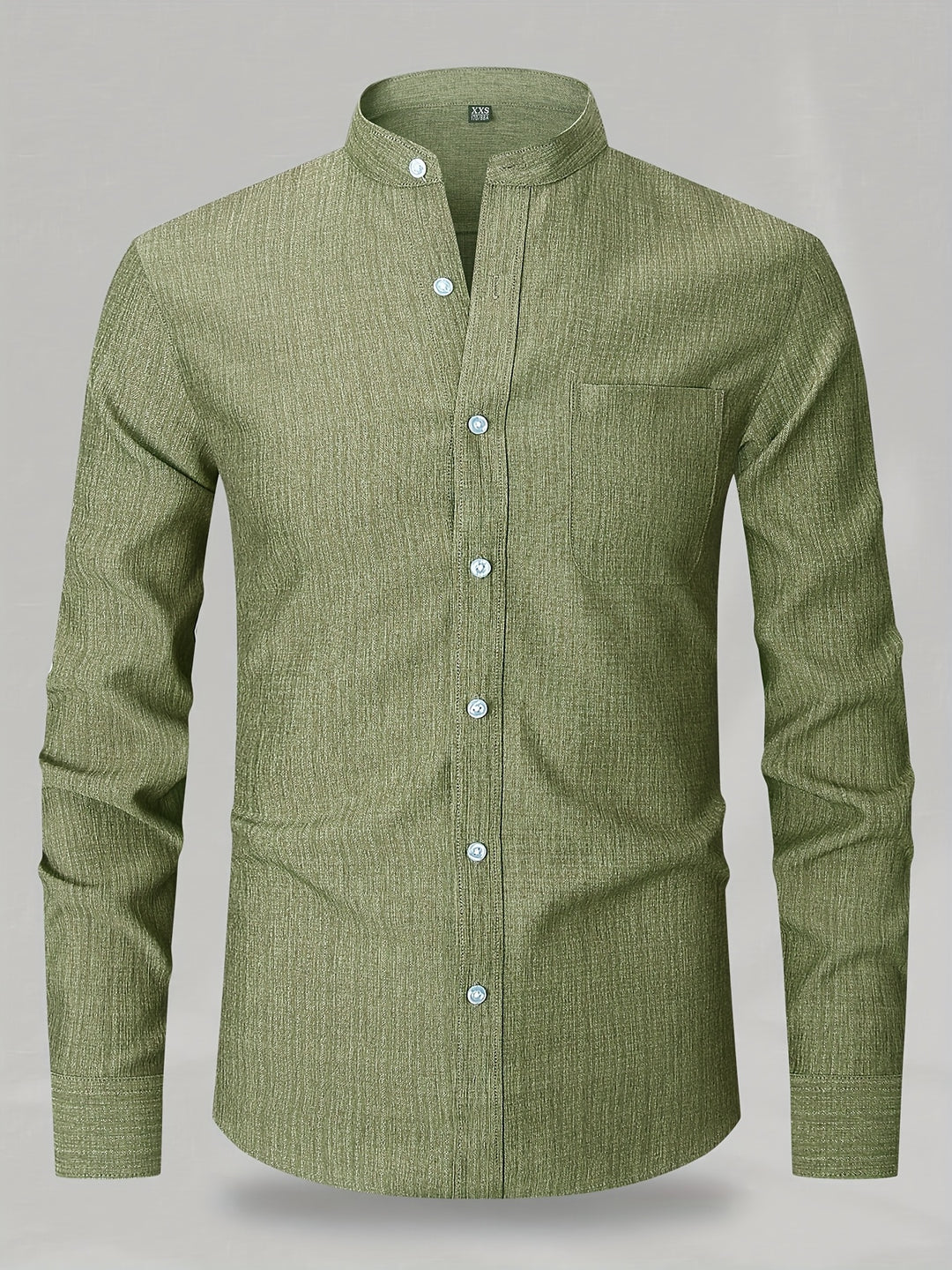 Michael | Refined Band Collar Textured Shirt - Valereo