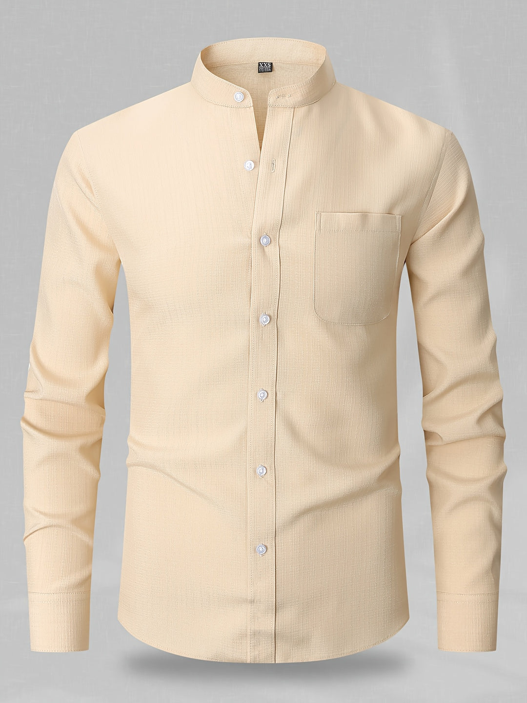 Michael | Refined Band Collar Textured Shirt - Valereo