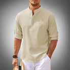 Michael | Relaxed Band Collar Henley Shirt - Valereo