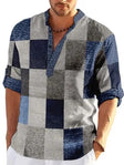 Men's 3D Polo Shirt Patchwork Long Sleeve