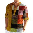 Men's 3D Polo Shirt Patchwork Long Sleeve