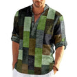Men's 3D Polo Shirt Patchwork Long Sleeve