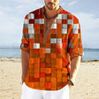 Men's 3D Polo Shirt Patchwork Long Sleeve