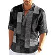 Men's 3D Polo Shirt Patchwork Long Sleeve