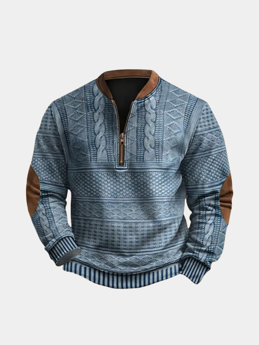 Nathan | Casual Cable Knit Quarter-Zip Sweater - Valereo