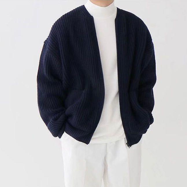 Nathan | Casual Ribbed Knit Zip Cardigan - Valereo