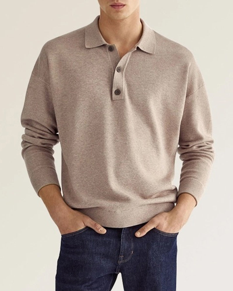 Nathan | Refined Knit Long-Sleeve Polo Shirt - Valereo