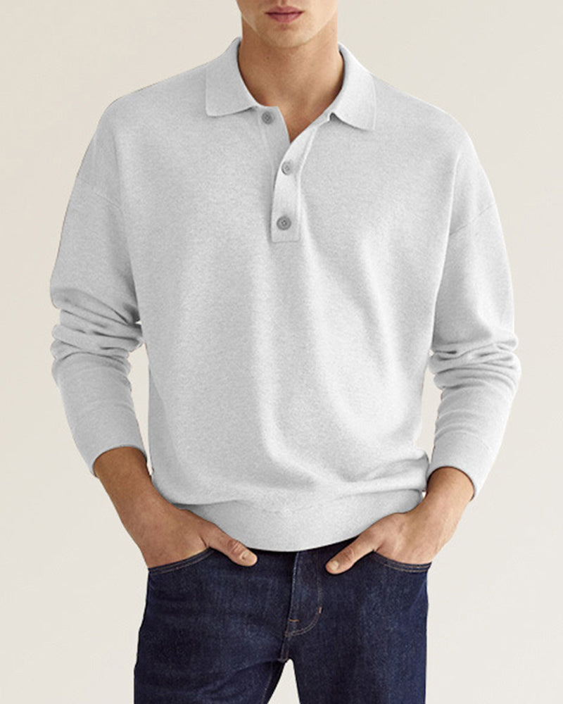 Nathan | Refined Knit Long-Sleeve Polo Shirt - Valereo