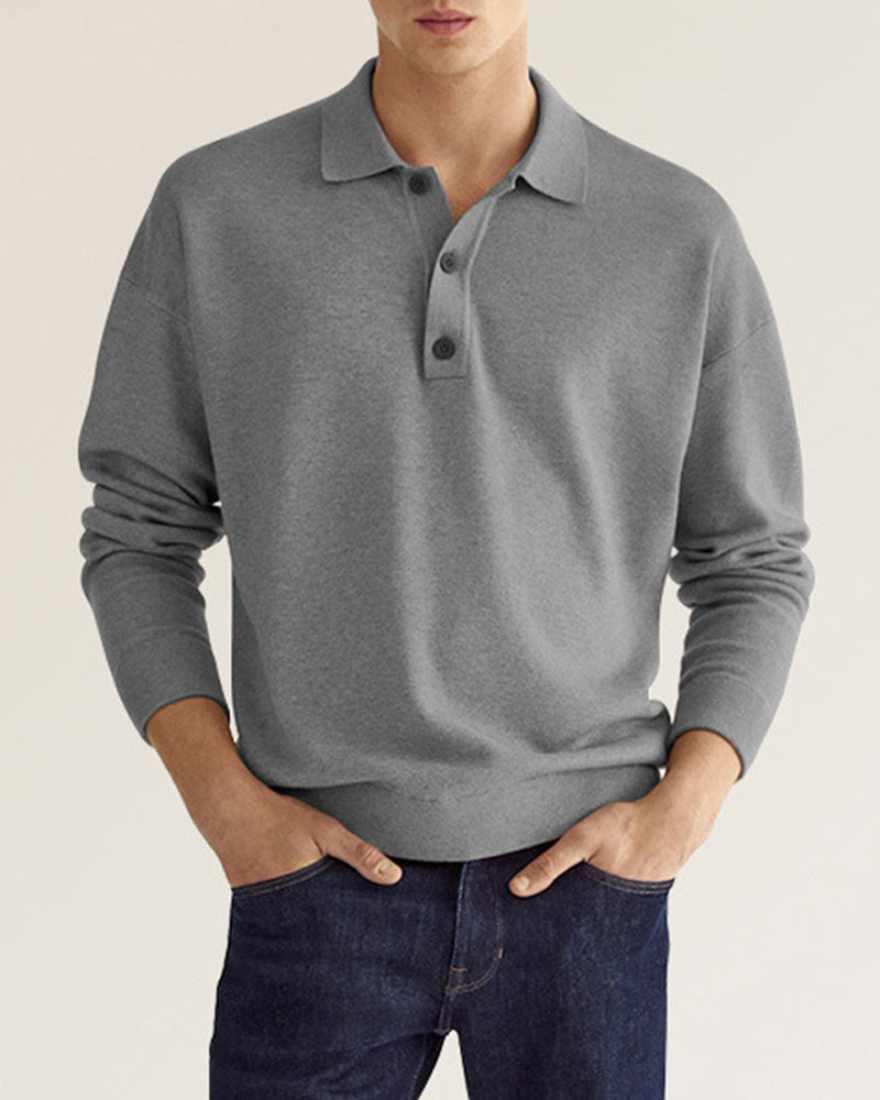 Nathan | Refined Knit Long-Sleeve Polo Shirt - Valereo