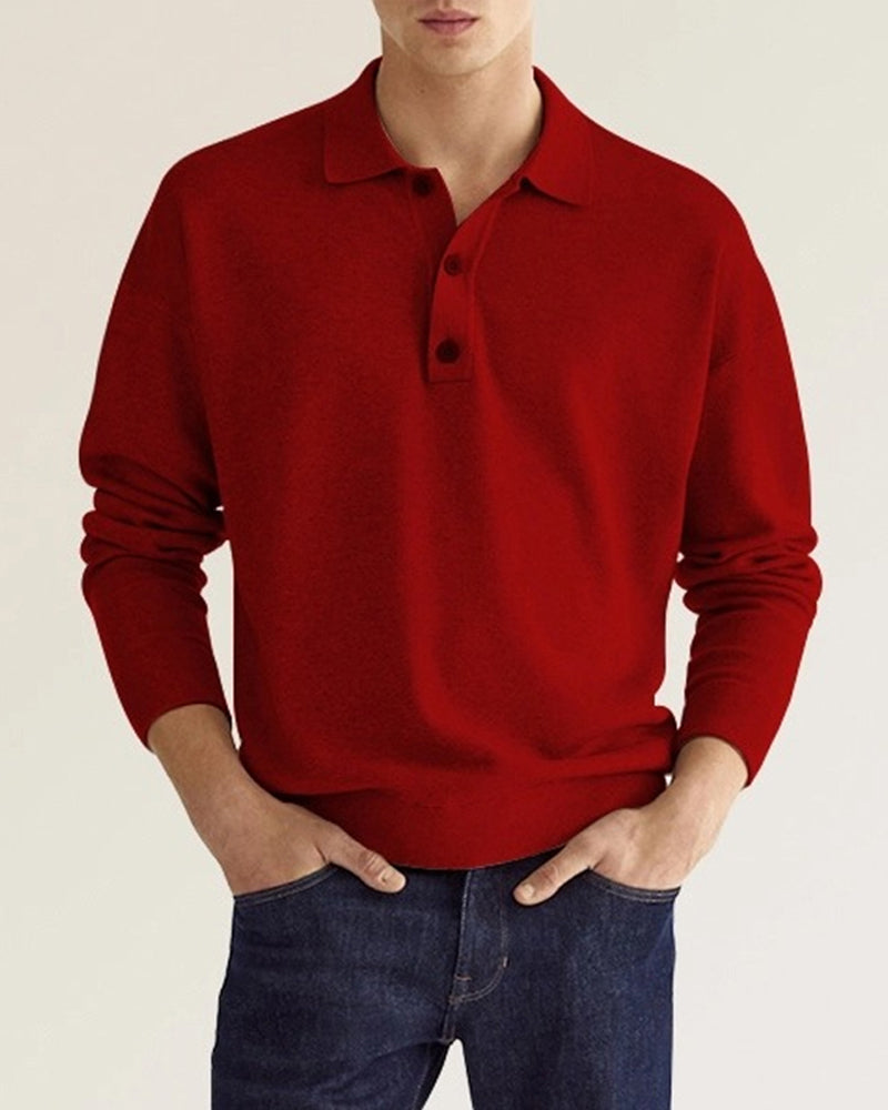 Nathan | Refined Knit Long-Sleeve Polo Shirt - Valereo