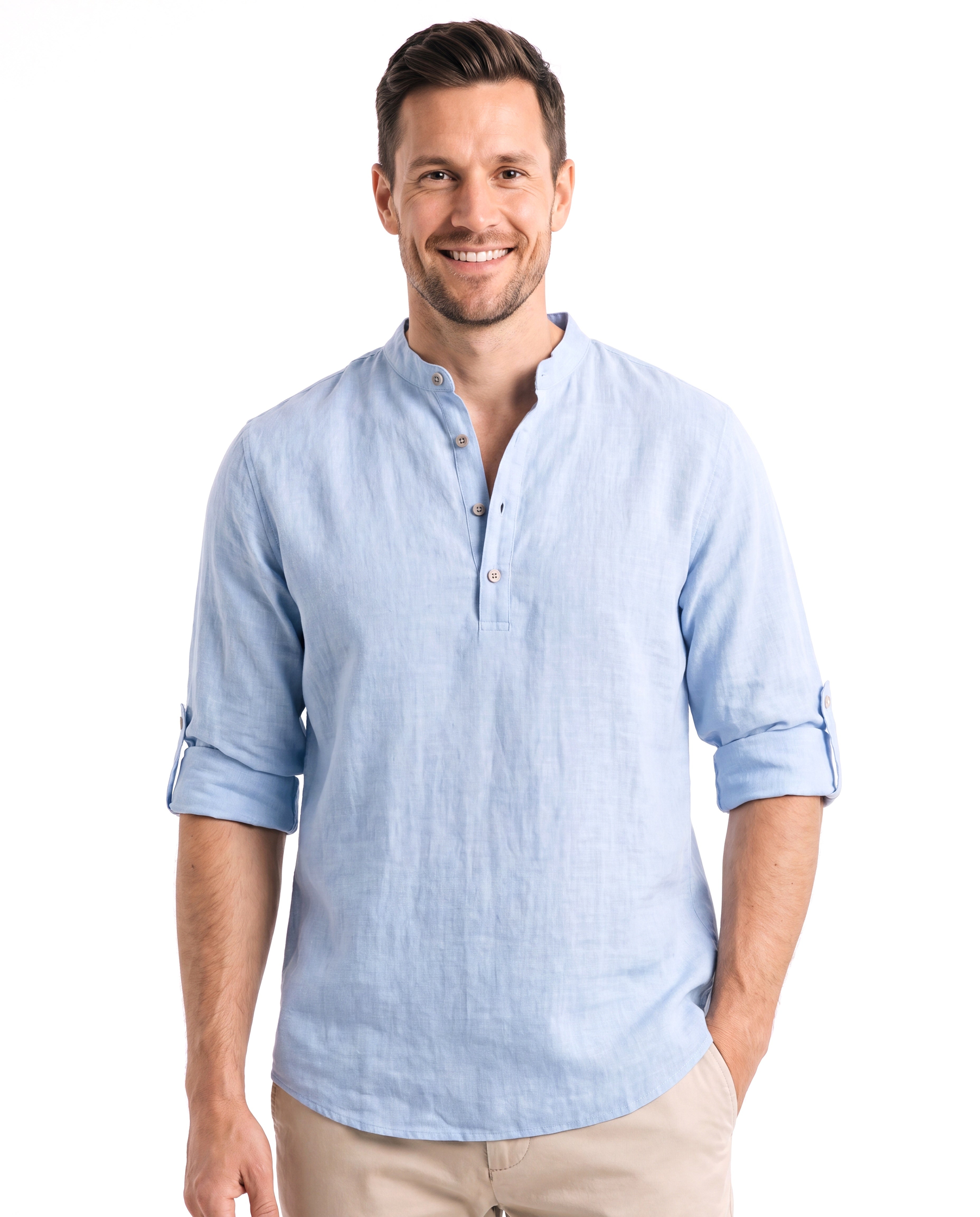 Men's Linen Shirt with Reinforced Cuffs
