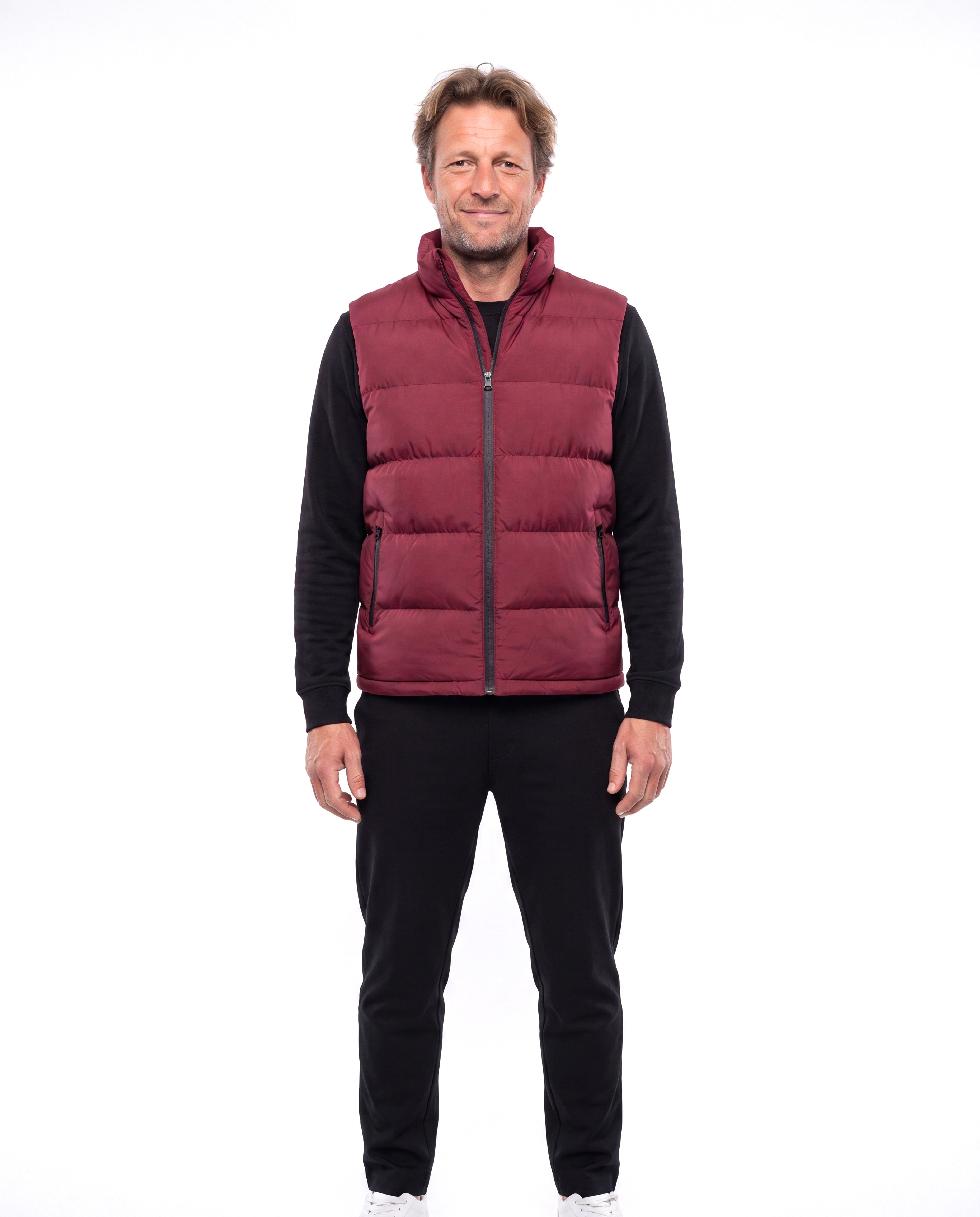 Men's Quilted Vest with Stitched Pattern