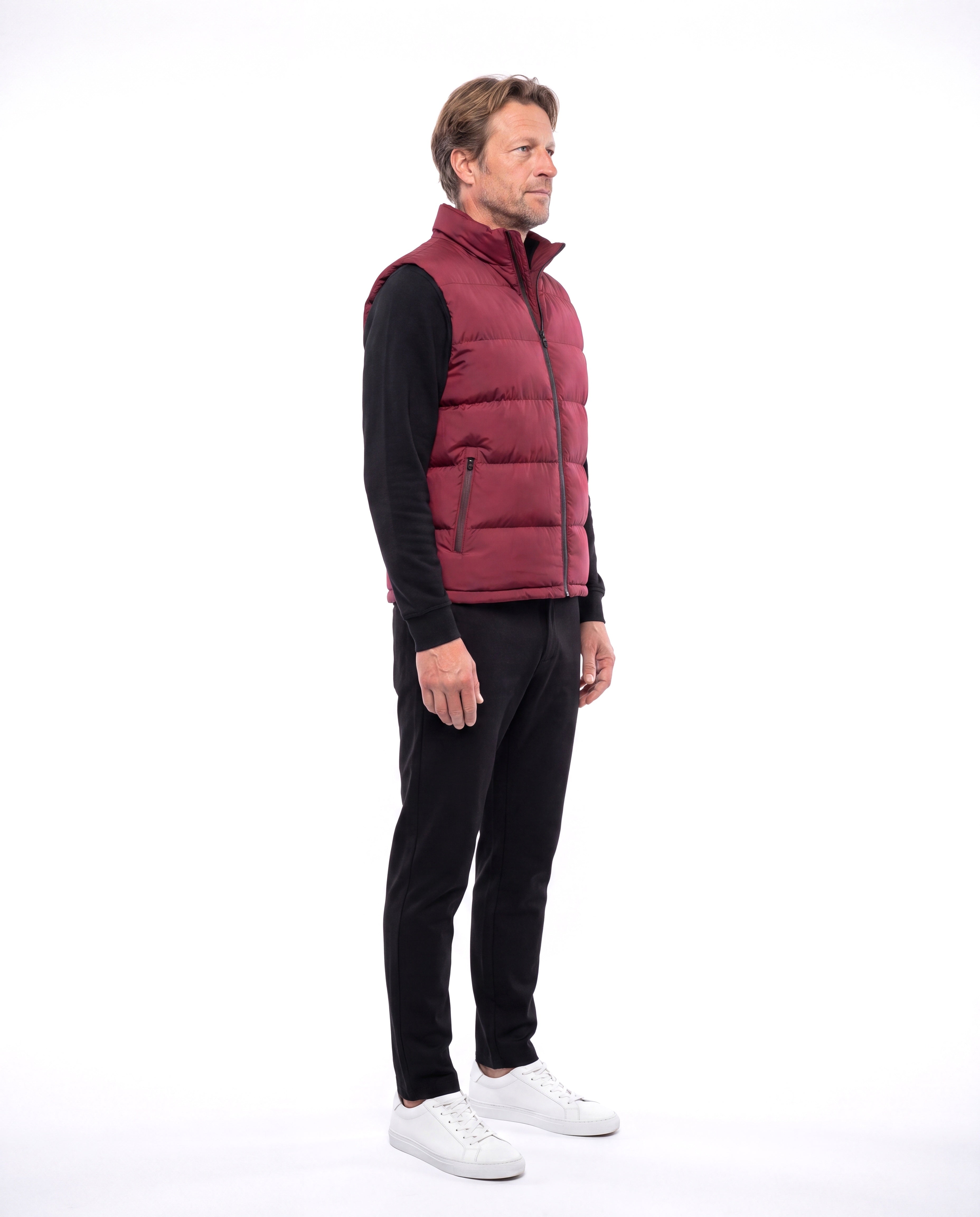 Men's Quilted Vest with Stitched Pattern