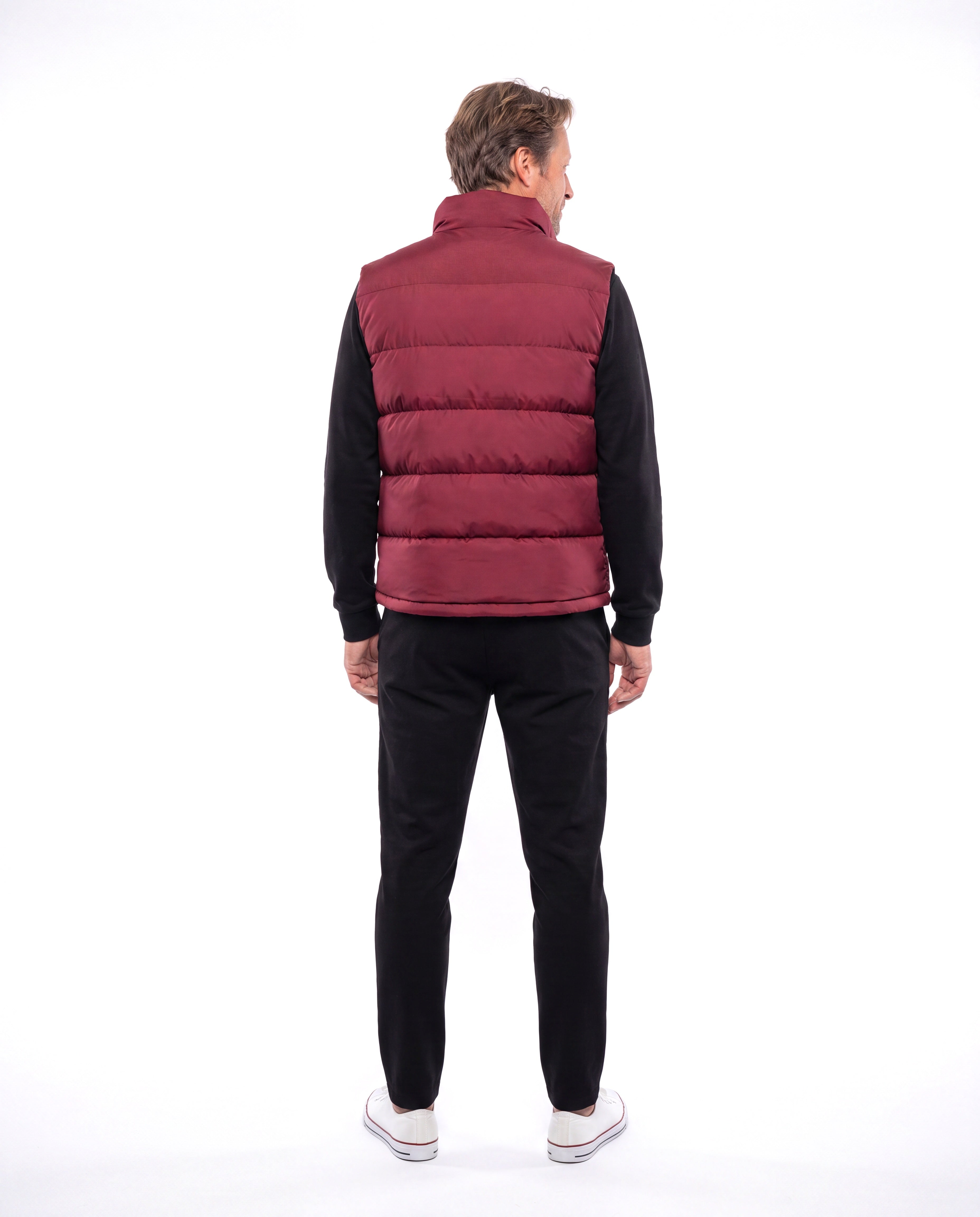 Men's Quilted Vest with Stitched Pattern