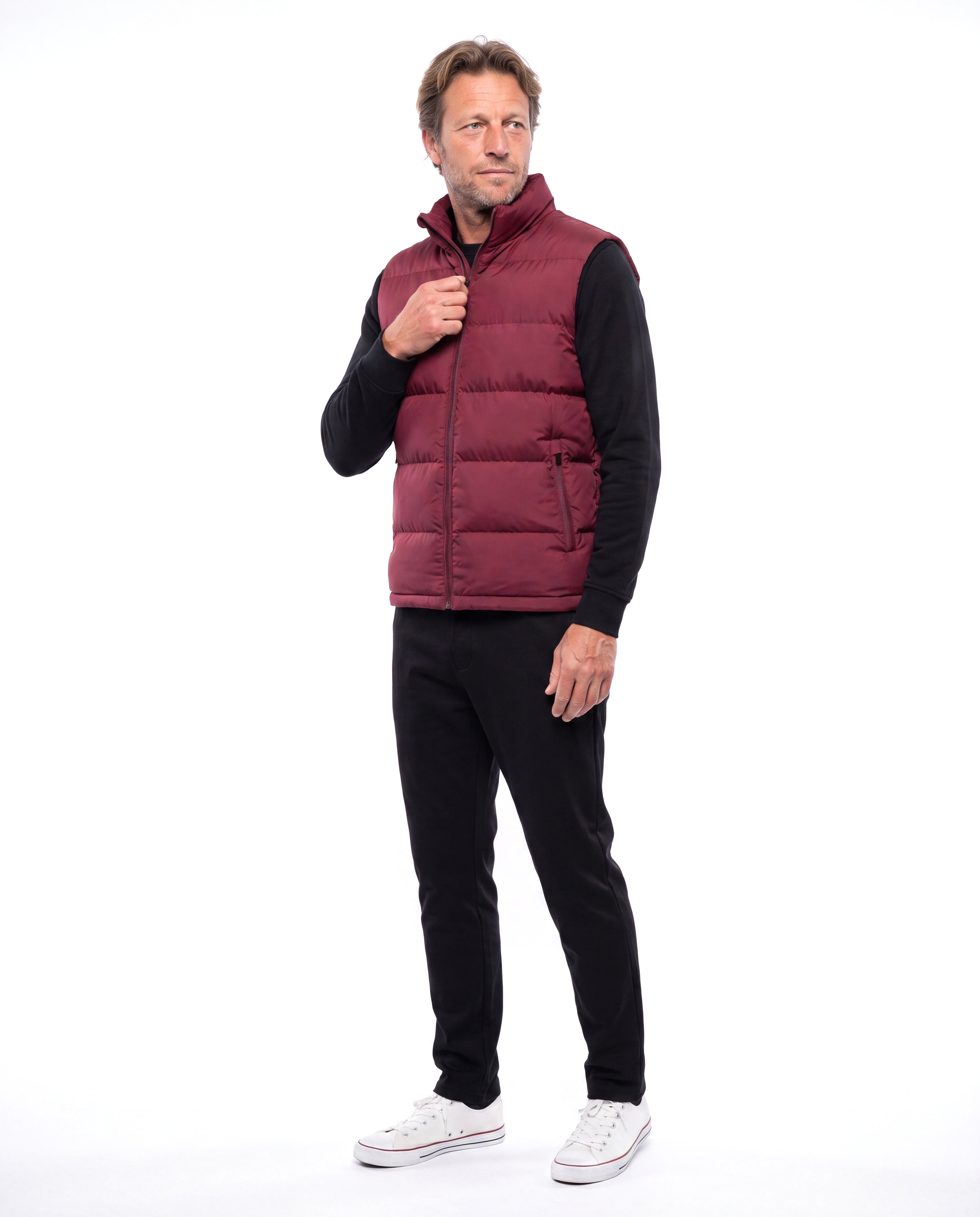 Men's Quilted Vest with Stitched Pattern