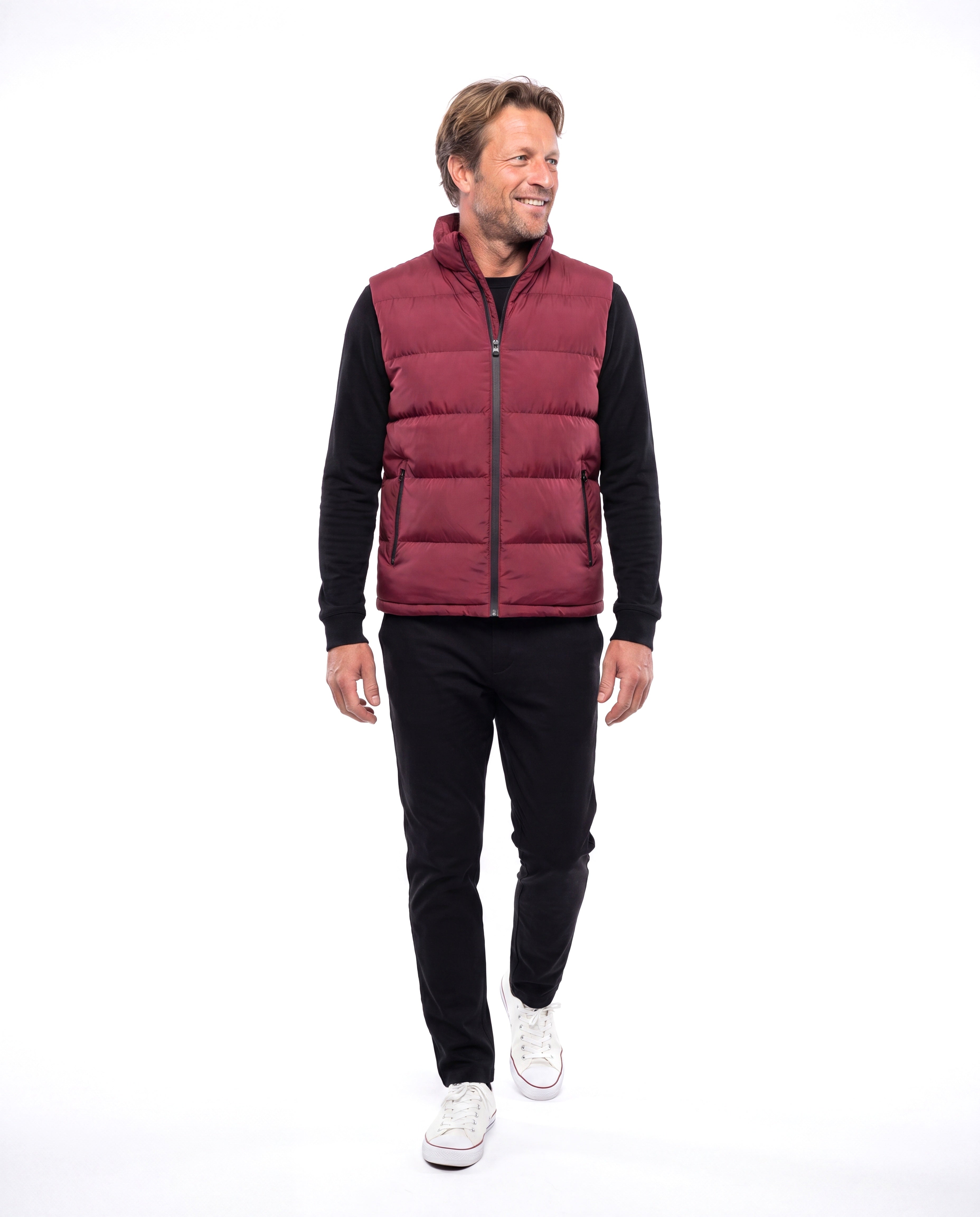 Men's Quilted Vest with Stitched Pattern