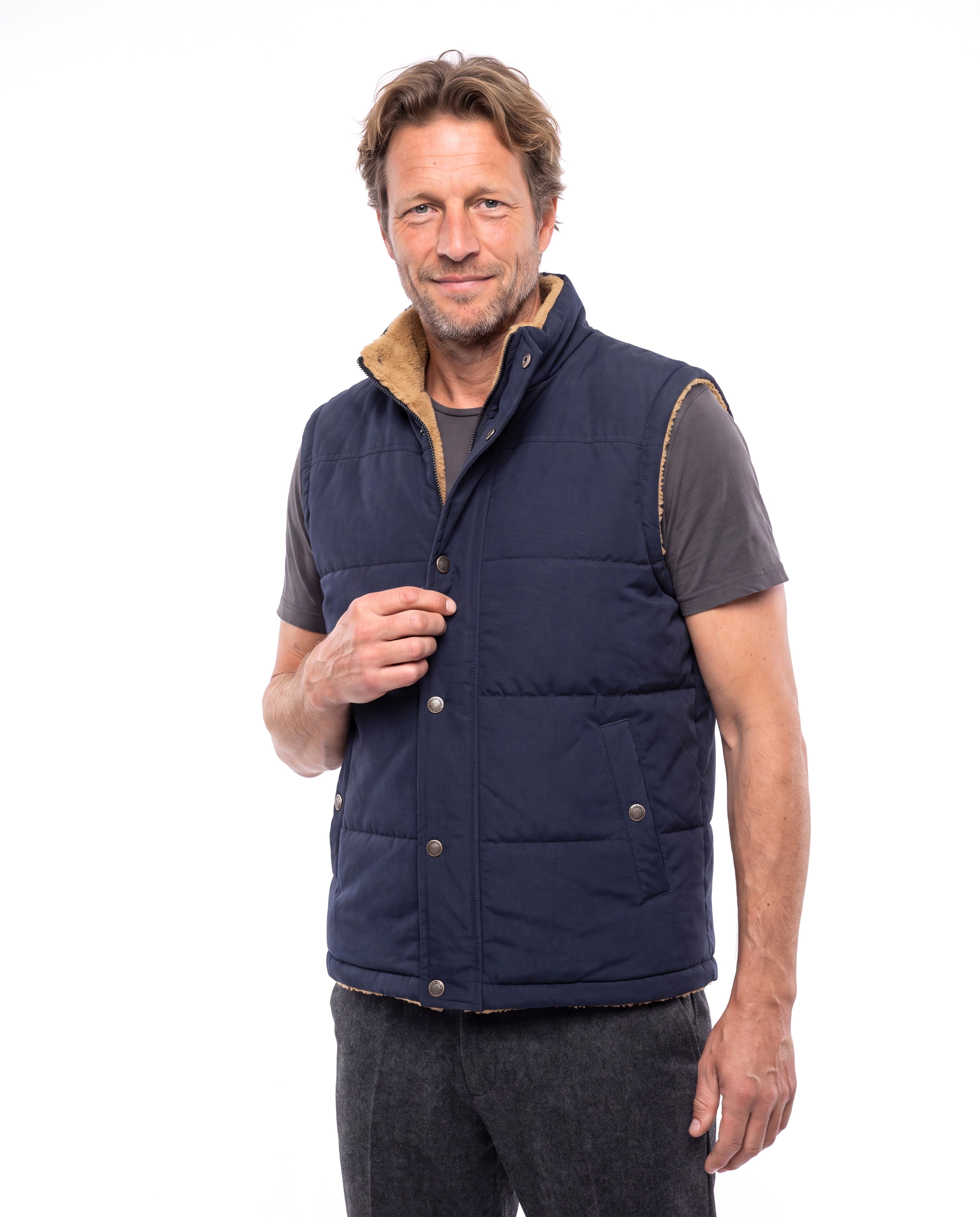 Men's Quilted Vest with Stand-Up Collar