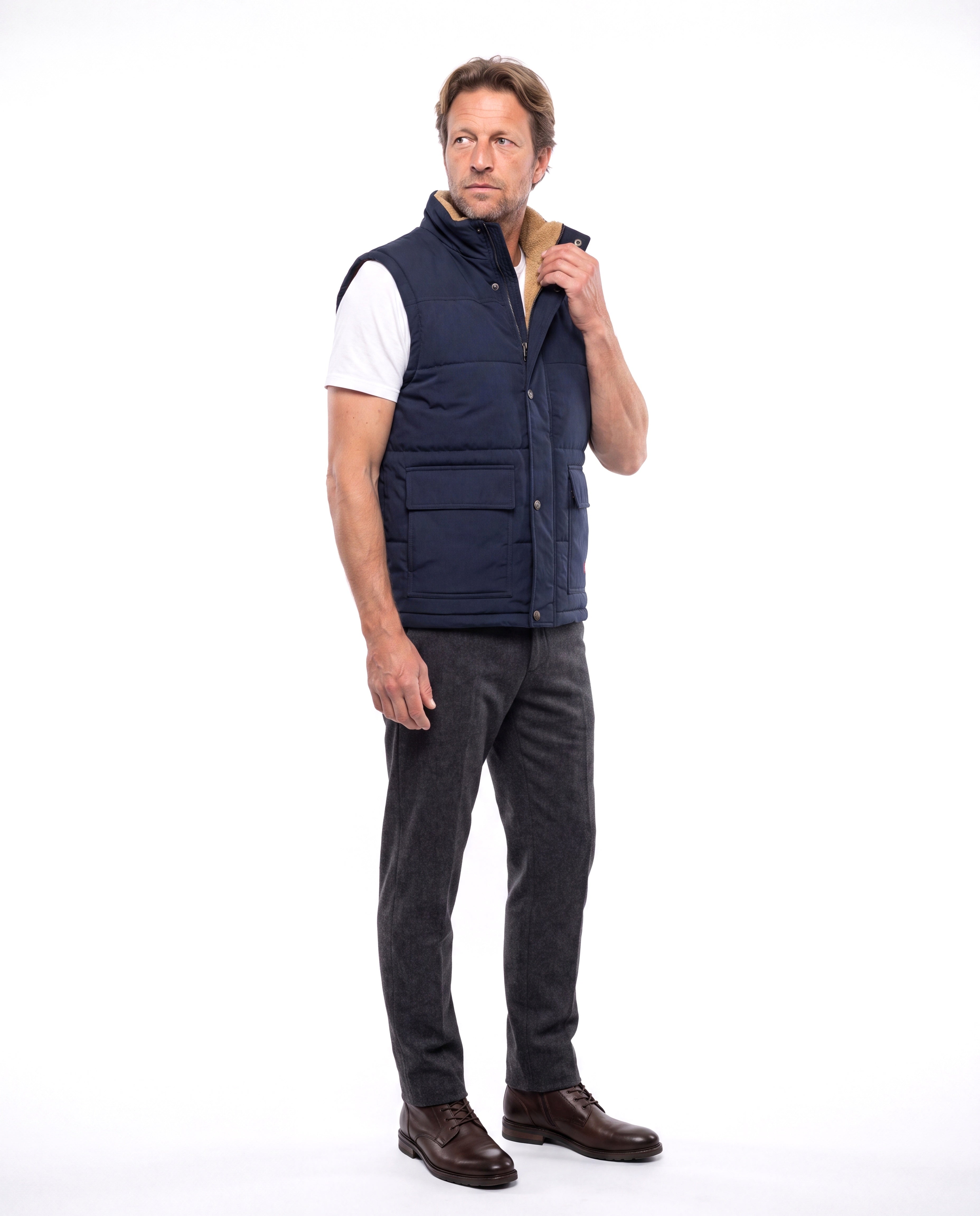 Men's Quilted Vest with Stand-Up Collar