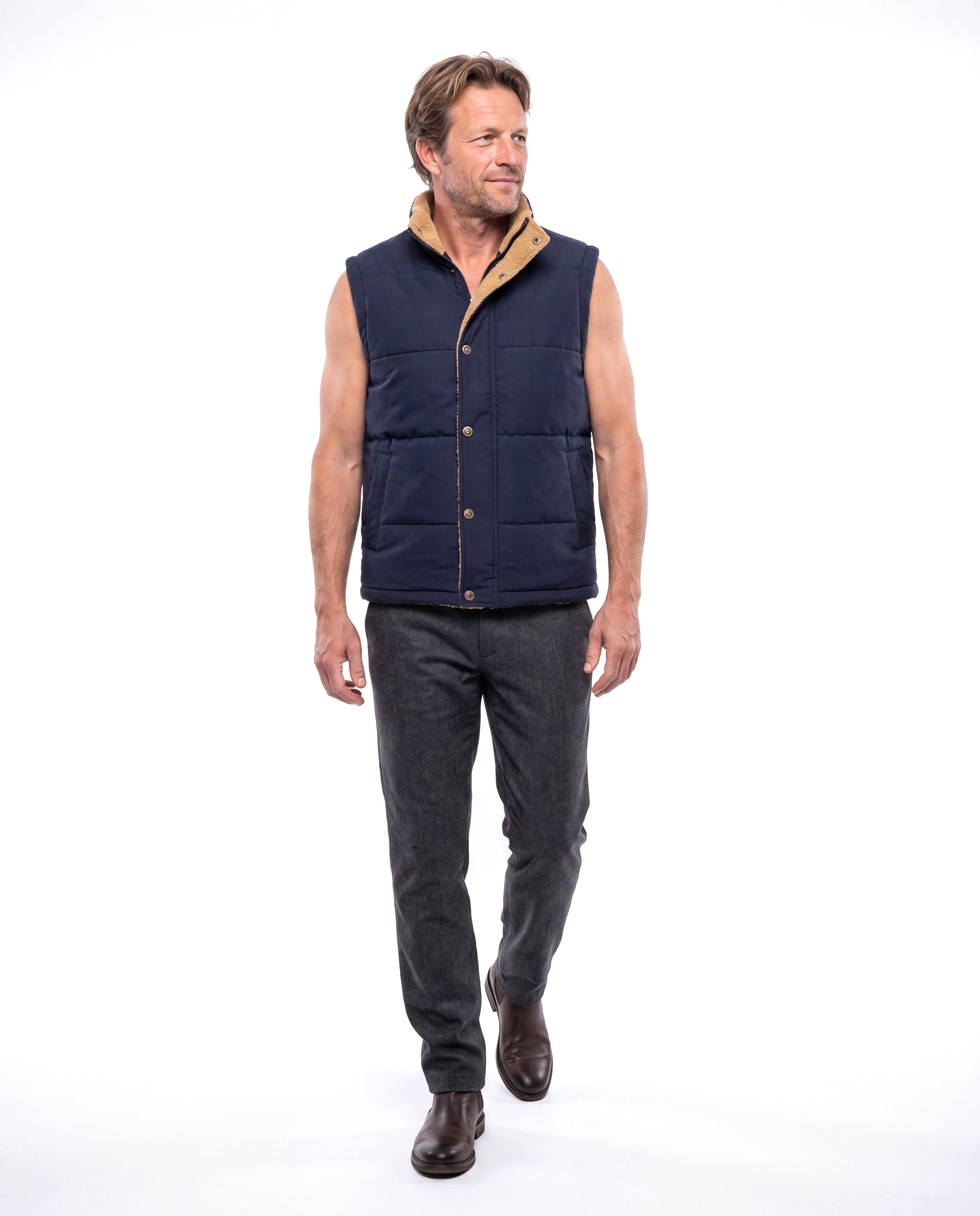 Men's Quilted Vest with Stand-Up Collar