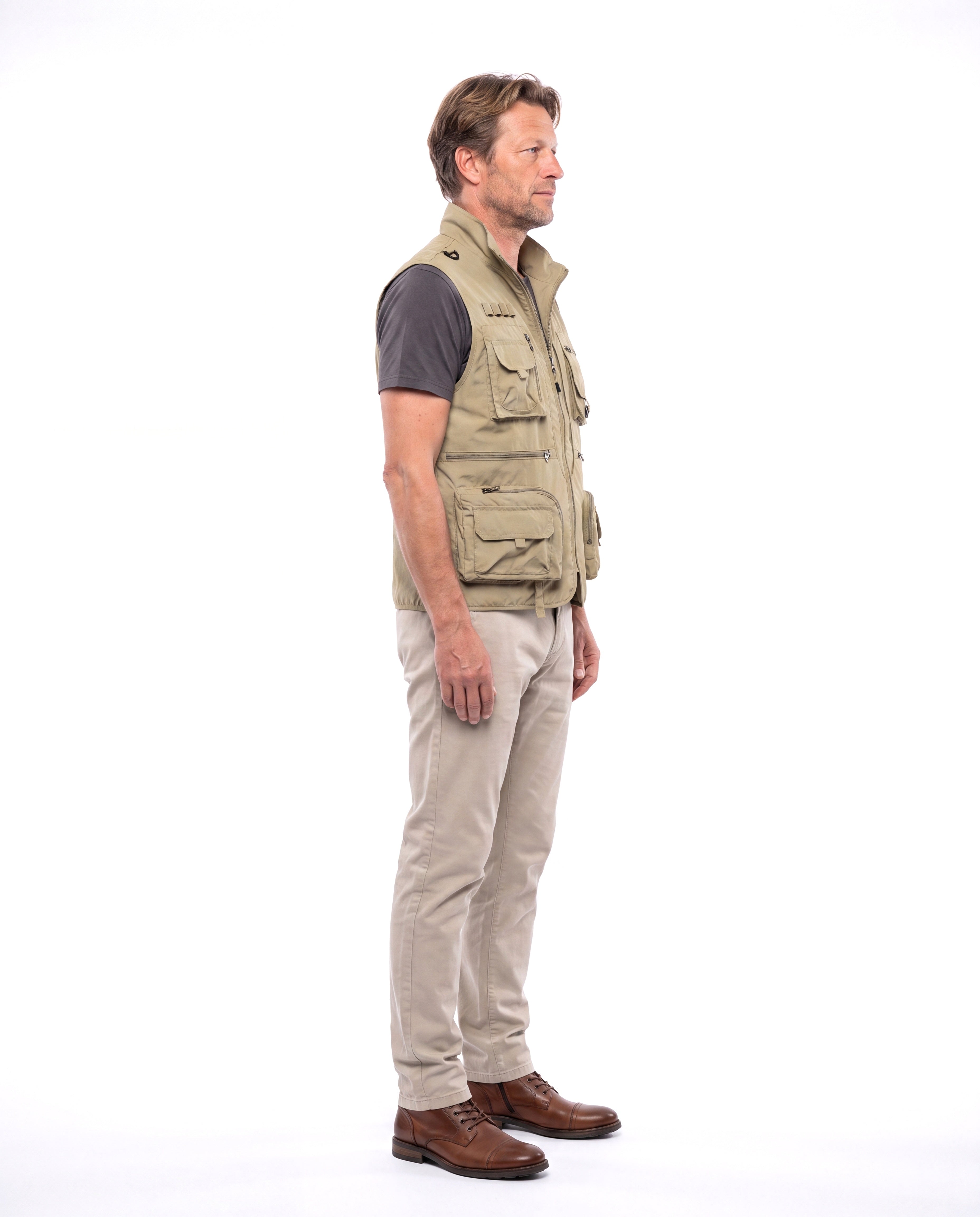 Men's Cotton Utility Vest with Multiple Pockets