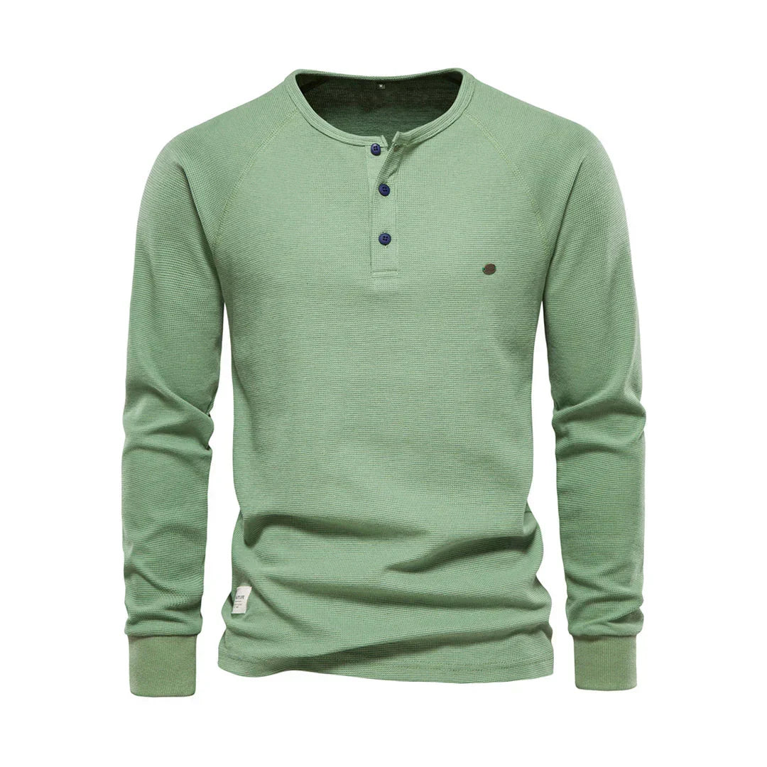 Oliver | Casual Waffle-Knit Henley Tee - Valereo