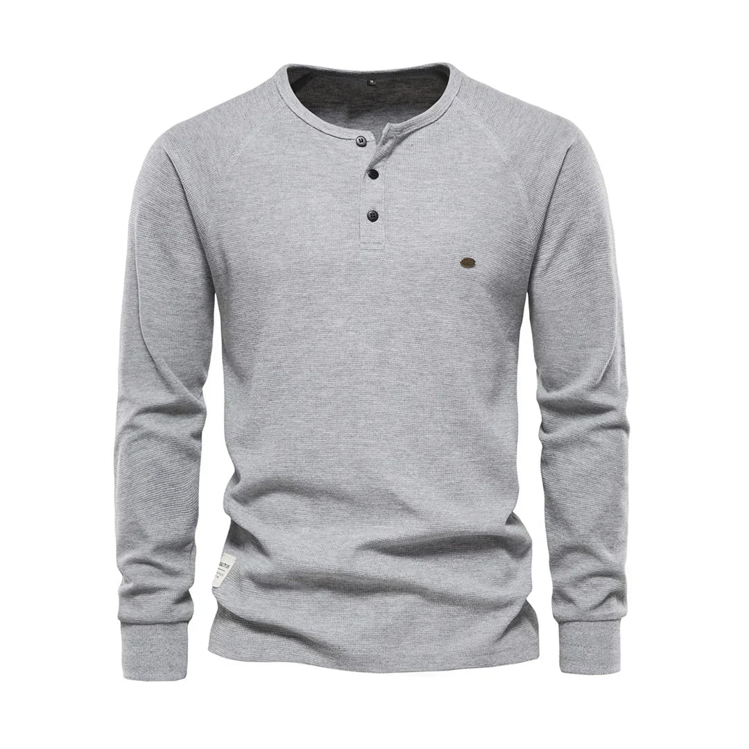 Oliver | Casual Waffle-Knit Henley Tee - Valereo