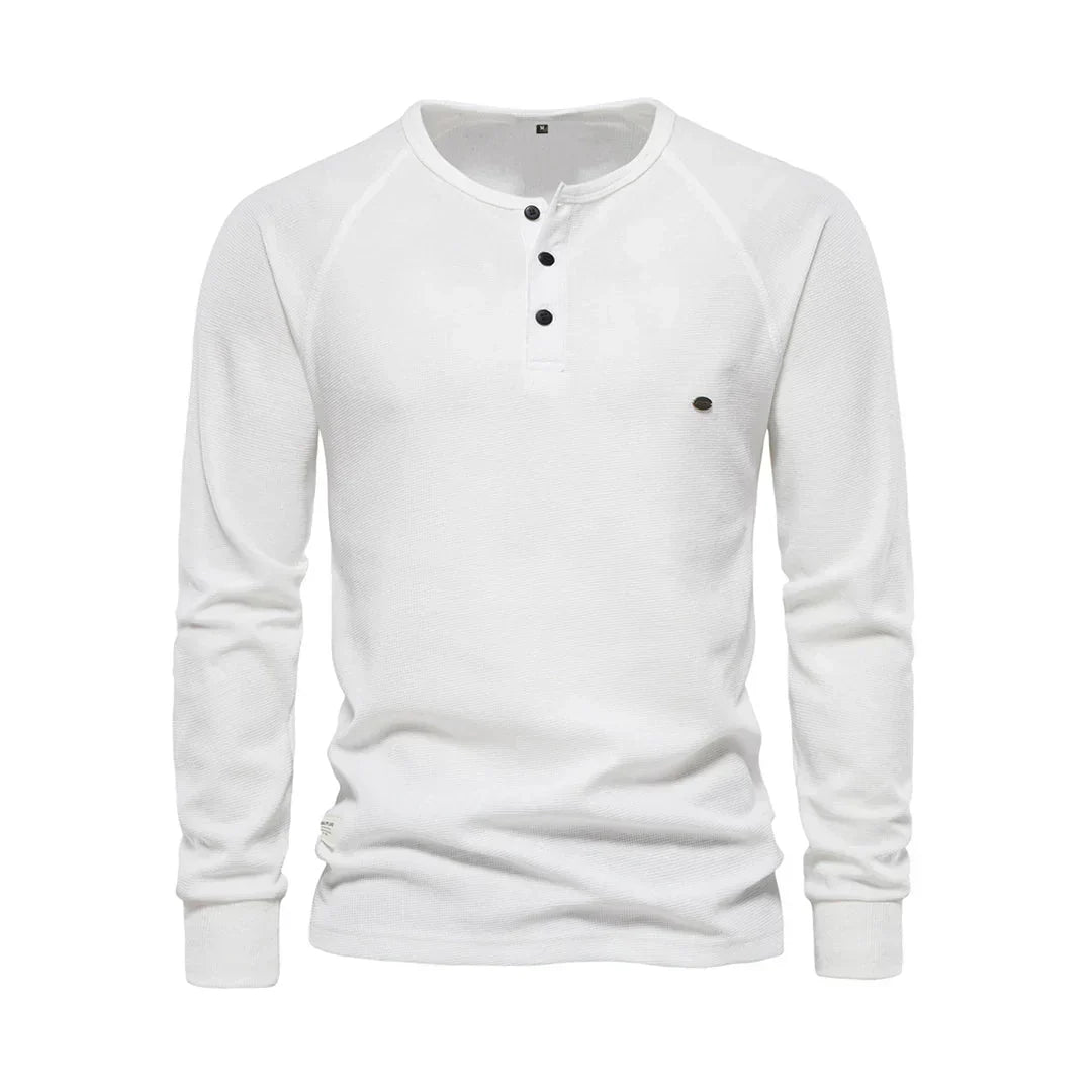 Oliver | Casual Waffle-Knit Henley Tee - Valereo