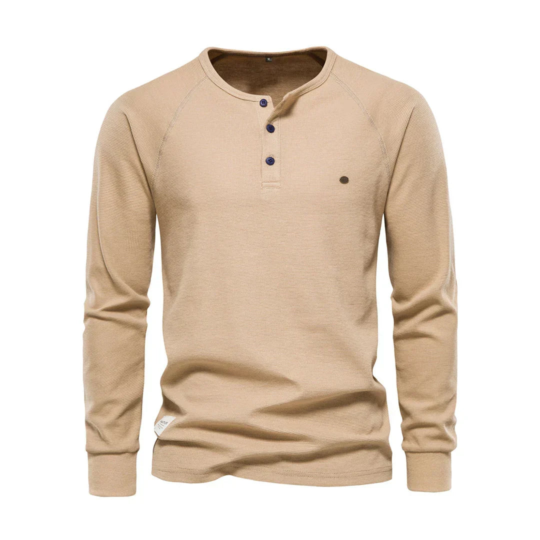Oliver | Casual Waffle-Knit Henley Tee - Valereo