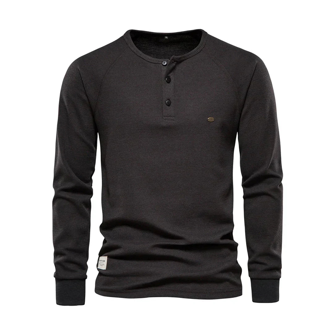 Oliver | Casual Waffle-Knit Henley Tee - Valereo