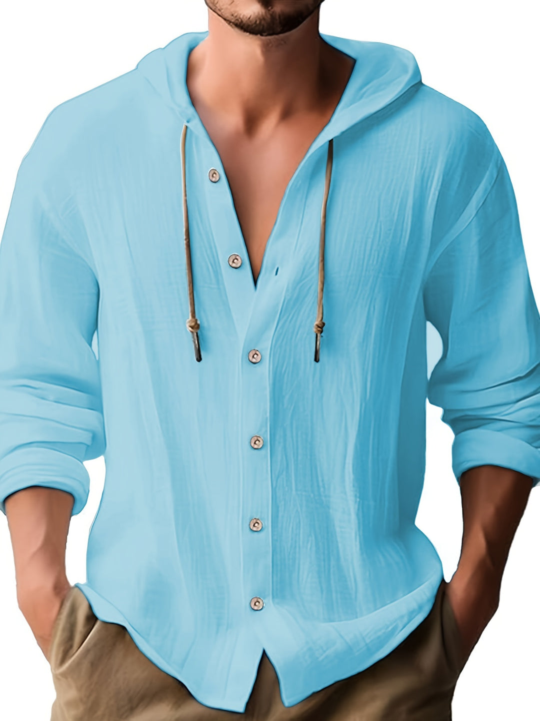 Oliver | Relaxed Linen Drawstring Hooded Shirt - Valereo