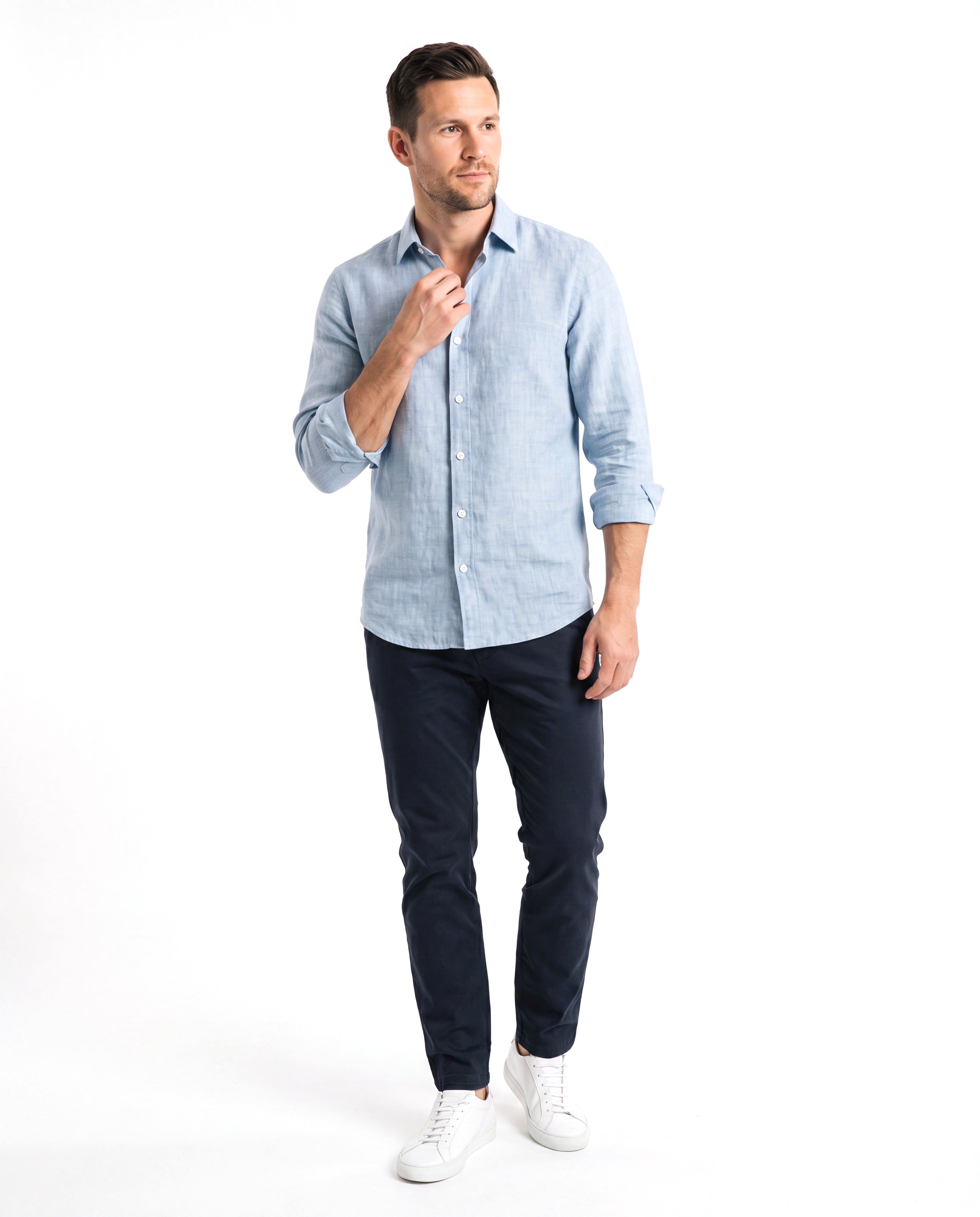 Men's Poplin Shirt with Slim Fit