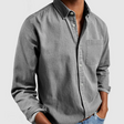 Men's Cotton Linen Button-Down Shirt Chest Pocket