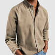 Men's Cotton Linen Button-Down Shirt Chest Pocket