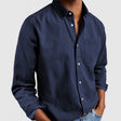 Men's Cotton Linen Button-Down Shirt Chest Pocket