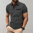 Men's Textured Polo Shirt Contrast Pocket Trim