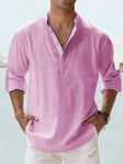Men's Linen Henley Shirt Long Sleeve