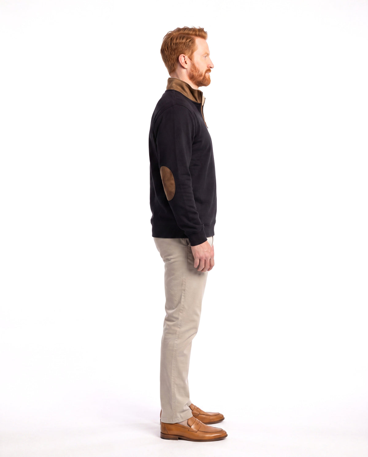 Ryan | Casual Elbow-Patch Quarter-Zip Sweater - Valereo