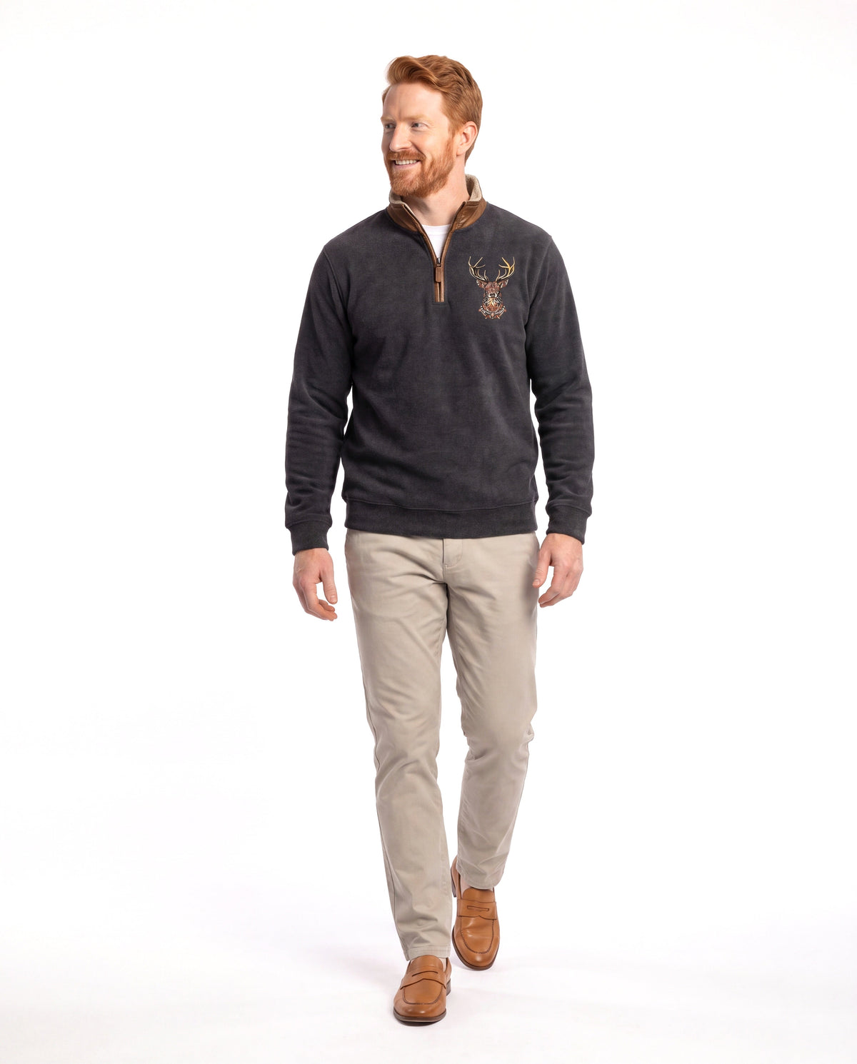 Ryan | Casual Elbow-Patch Quarter-Zip Sweater - Valereo