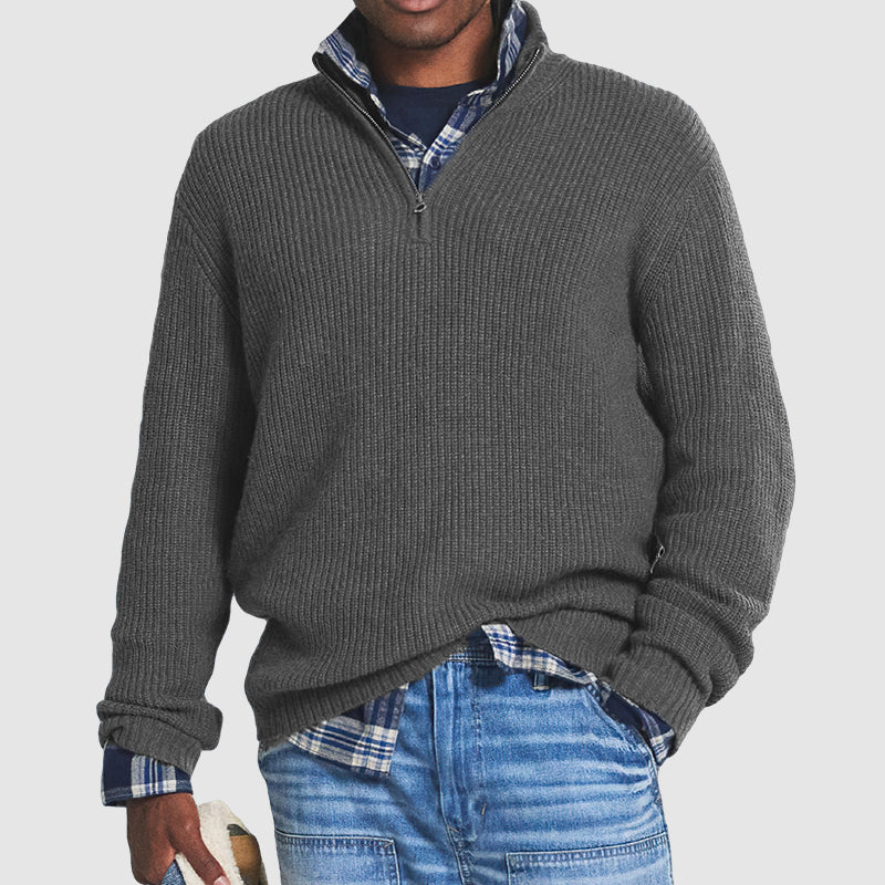 Ryan | Casual Quarter-Zip Ribbed Knit Sweater - Valereo