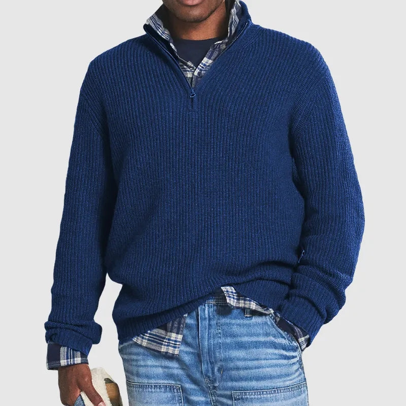 Ryan | Casual Quarter-Zip Ribbed Knit Sweater - Valereo