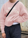 Men's Knit Sweater Crew Neck Varsity Letter