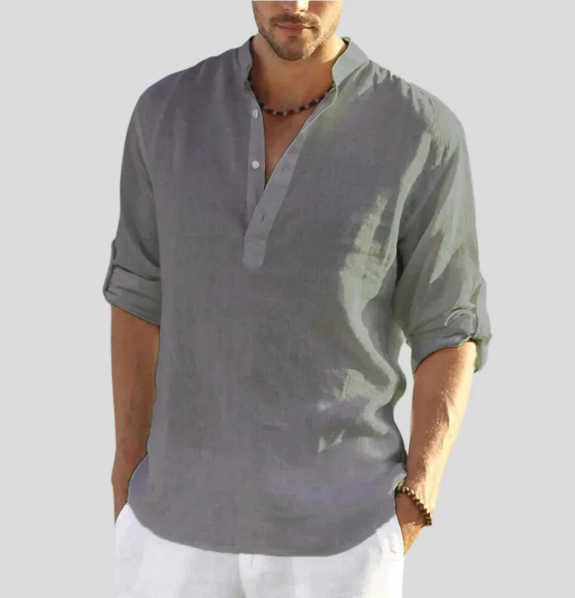 Simon | Breathable Linen Henley Shirt - Valereo