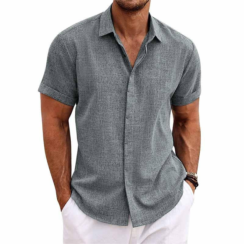 Simon | Classic Linen Short-Sleeve Shirt - Valereo