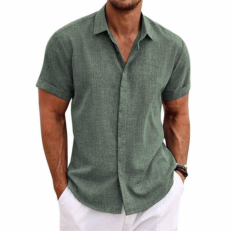 Simon | Classic Linen Short-Sleeve Shirt - Valereo