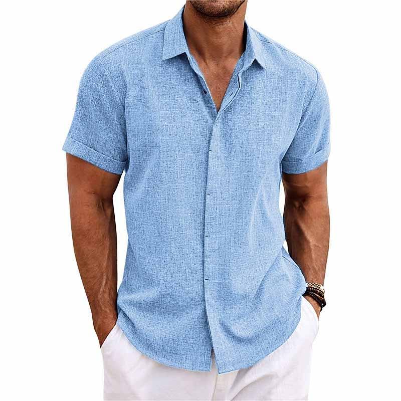 Simon | Classic Linen Short-Sleeve Shirt - Valereo