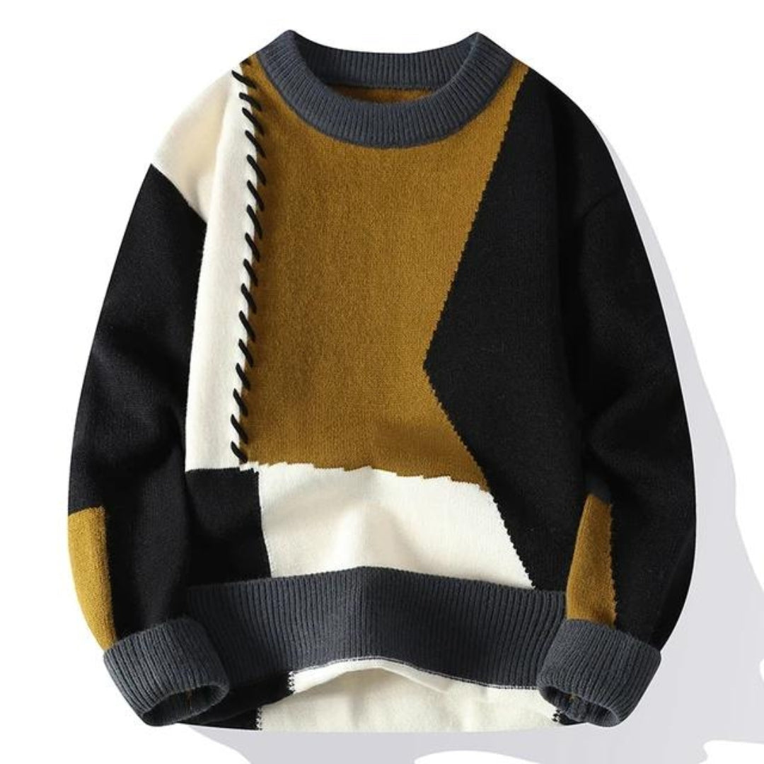Simon | Stylish Colorblock Patchwork Sweater - Valereo