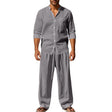 Men's Linen Shirt Pants Set Long Sleeve